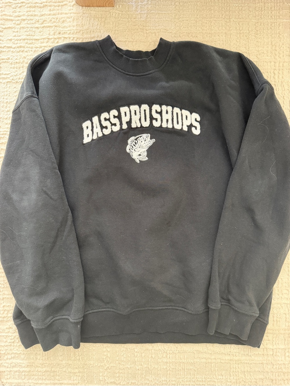 No Boundaries Men's Black Crewneck Sweatshirt with White Logo
